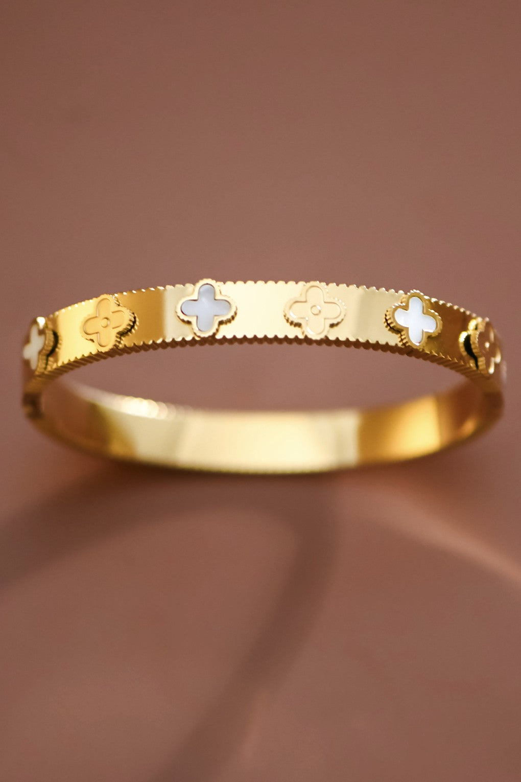 Golden Clover Bangle Bracelet