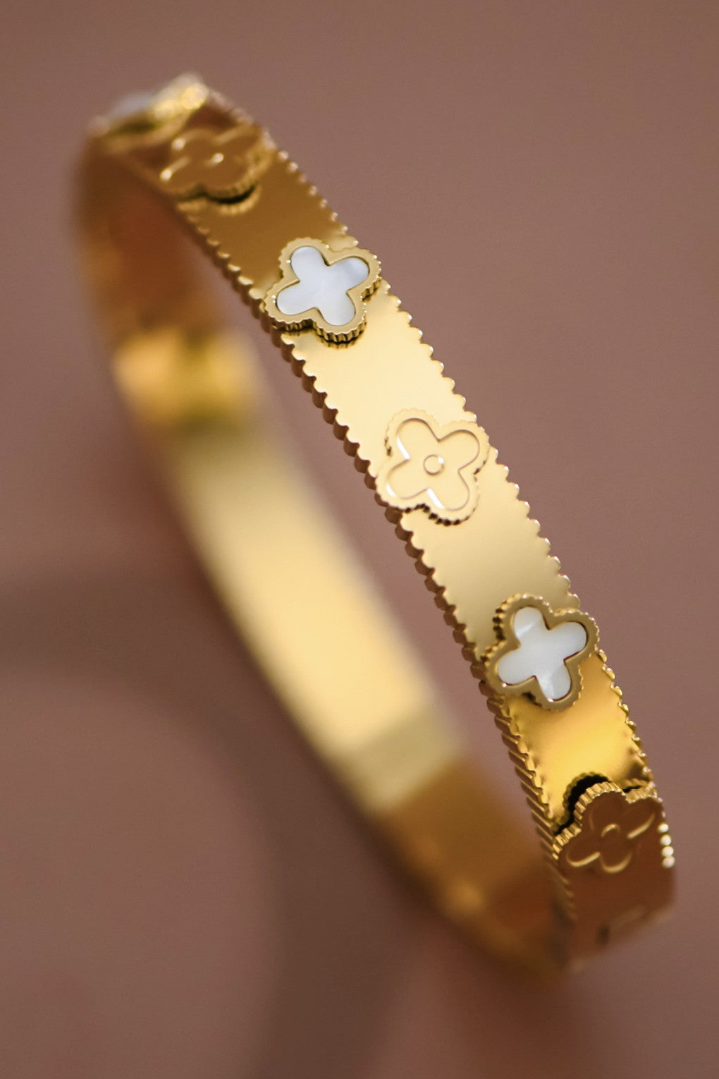 Golden Clover Bangle Bracelet