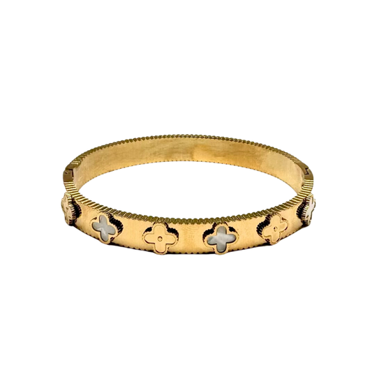 Golden Clover Bangle Bracelet