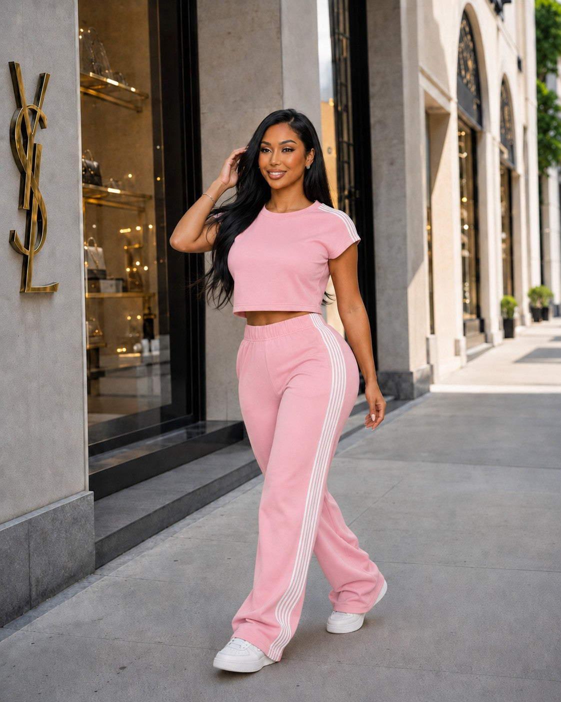 Pretty in Pink Two-Piece Stripe Set
